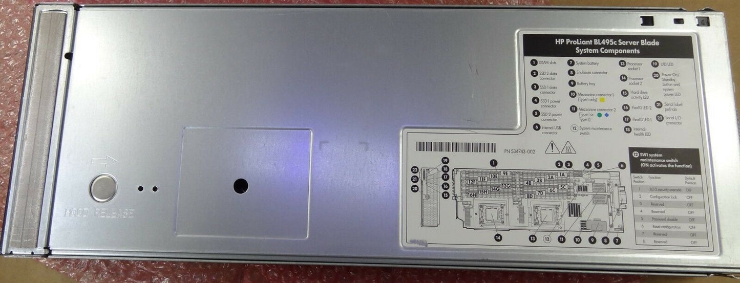 HP Blade Server BL495c G6 AMD Opteron Model 2427 6 cores 2.2 GHz 4GB DDR2 SDRAM. PN:539807-B21 2nd :539807-B21: Alt () Other //