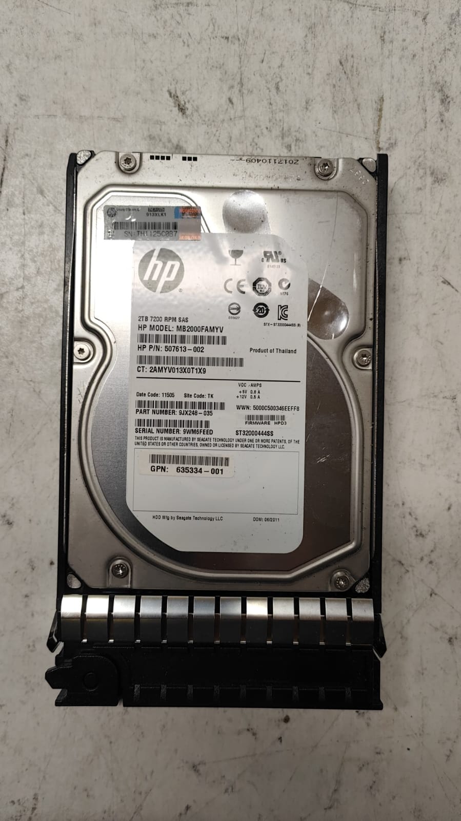 HP SPS-DRV HD 2TB 7.2K 3.5inch M6612 SAS 6G Hard Disk Drive 602119-001 507613-002 649327-002 687045-001 638521-001 AW590A 2nd :AW590A: Alt () Other //