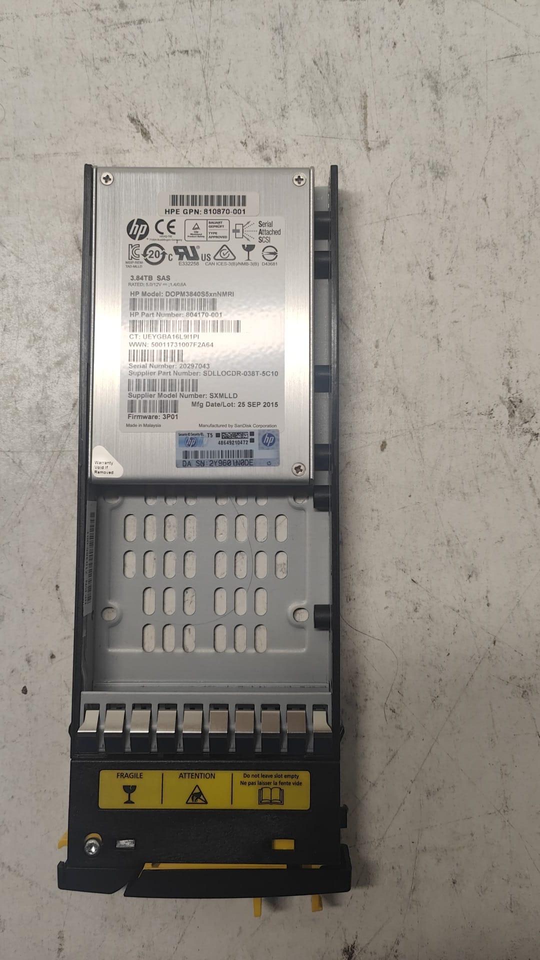 810773-001 HPE 3PAR 8000 2.5INCH SAS SSD 3.84TB 6G 2nd :: Alt () Other /