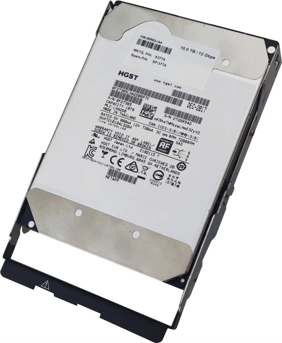 NetApp 10TB 7.2k 12GBps 3.5" NL SAS HARD DISK DRIVE 08-00592 SP-377A DS460C PN:X377A-R6:2nd :: Alt () Other //