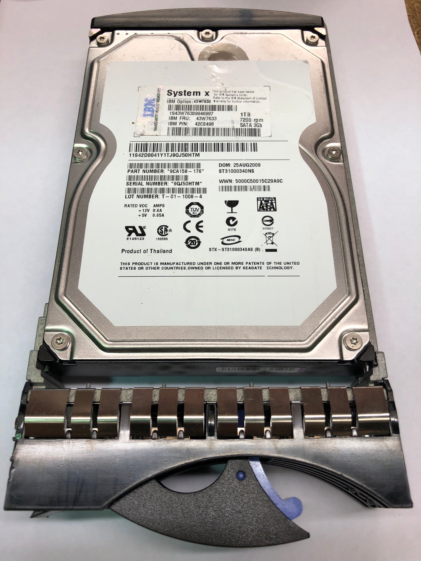 IBM SATA 1TB 7.2K 3G Hard Disk Drive 43W7630 42C0498 43W7633 2nd :43W7630: Alt () Other //