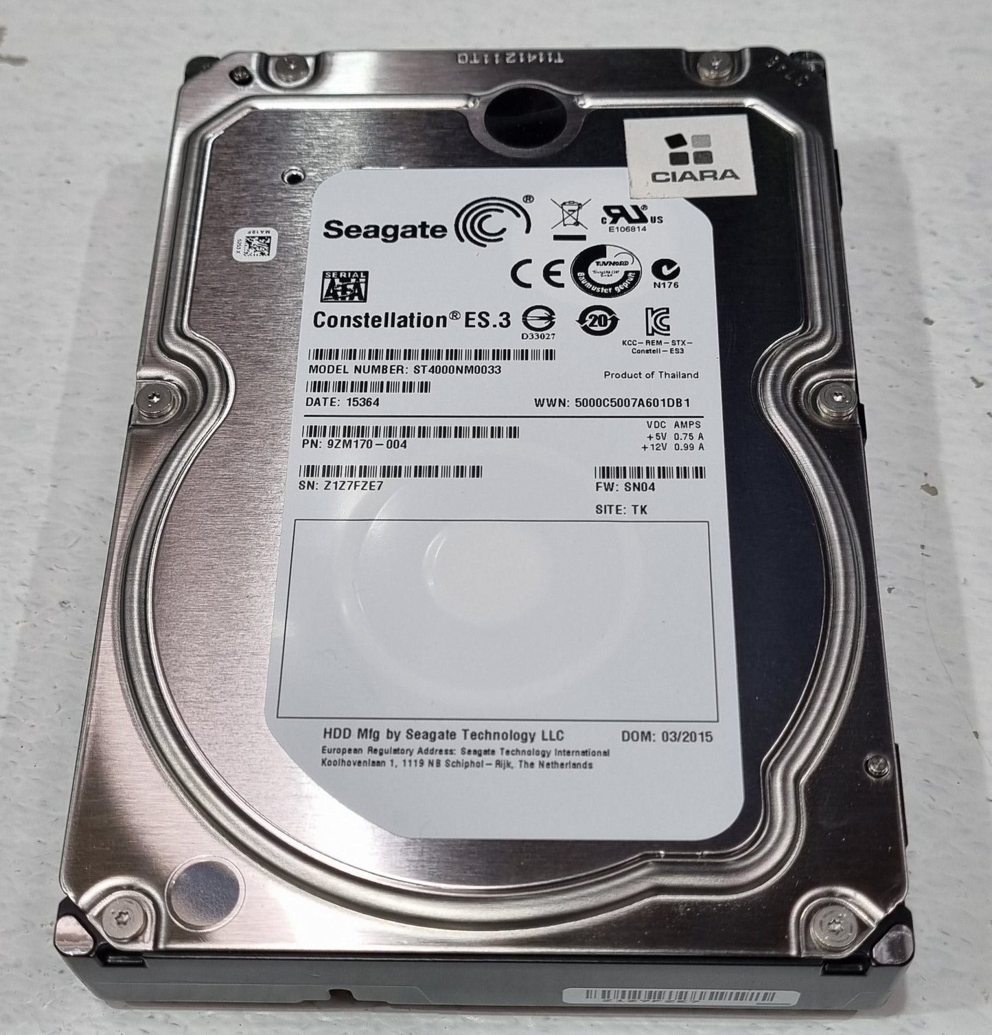 Seagate Constellation  ST4000NM0033 ES.3 4TB HDD 128MB Cache 7200rpm 3.5" SN04 2nd :: Alt () Other //