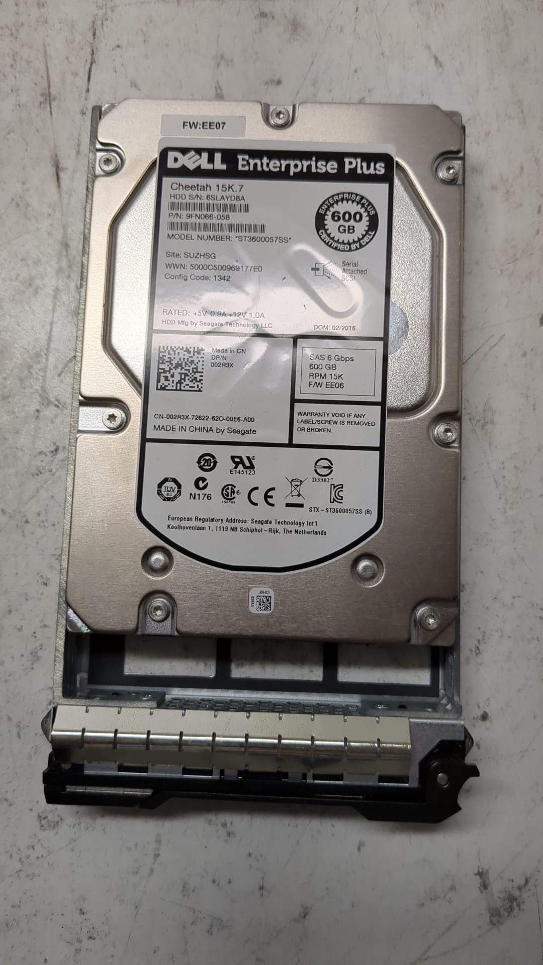 02R3X-EQL-PS6000 Dell EqualLogic 02R3X 600GB 15K SAS Hard Drive For PS6000