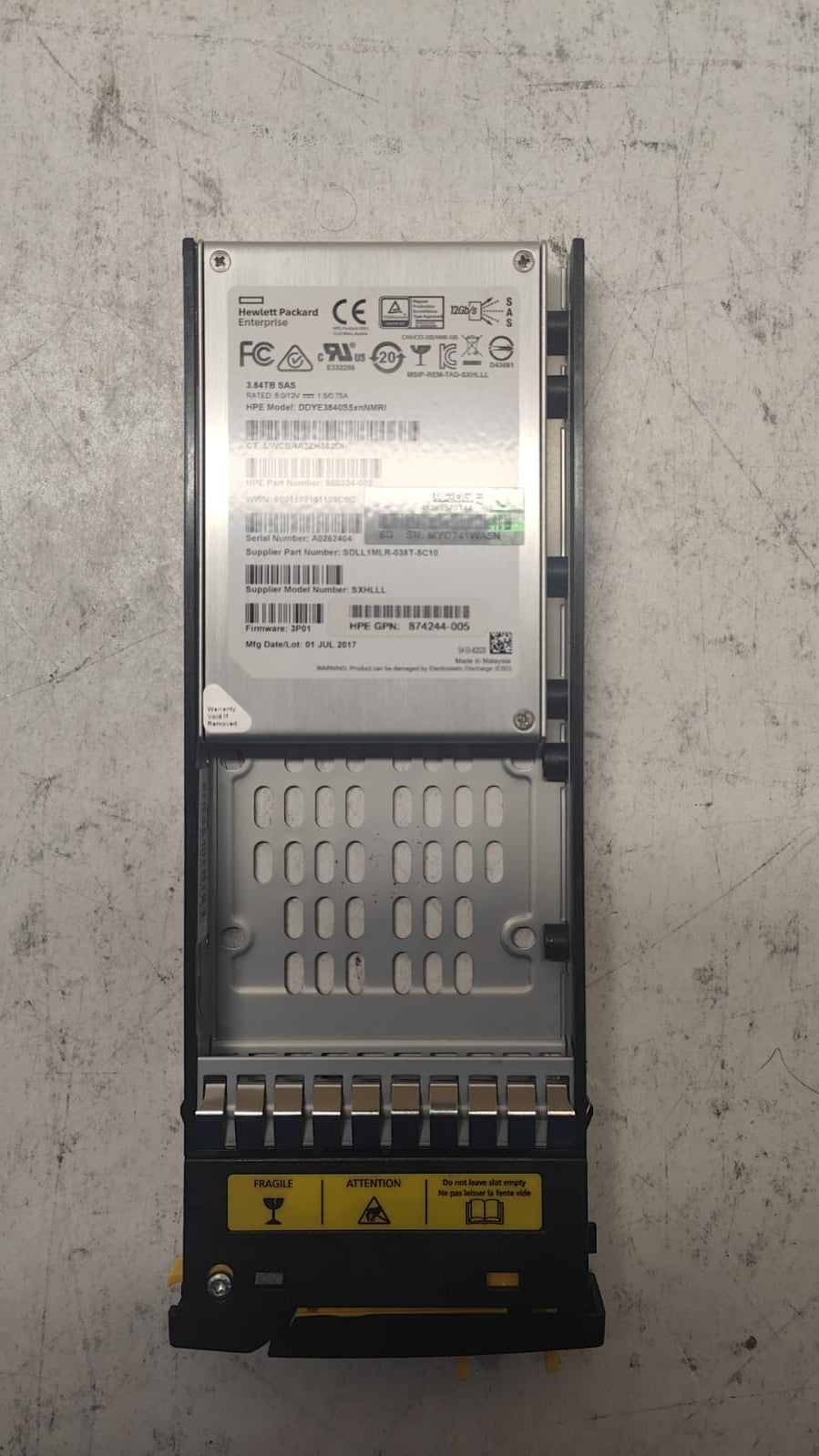 873101-001 HP 3PAR StoreServ 8000 3.84Tb SAS SFF SSD 2nd :: Alt (874244-005) Other /DDYE3840S5xnNMRI SDLL1MLR-038T-5C10/