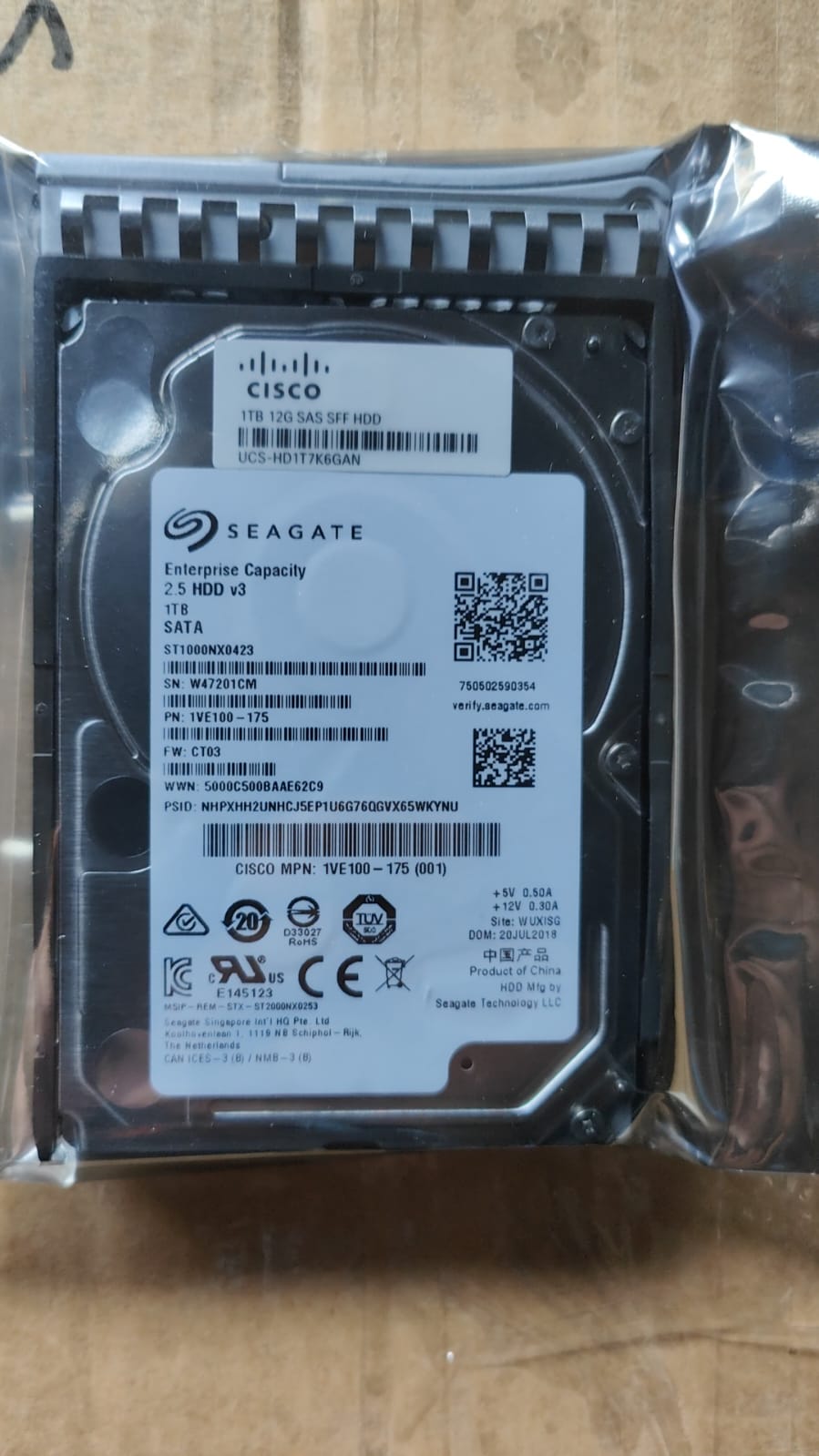 UCS-HD1T7K6GAN Cisco 1TB Hard Disk Drive 12G SAS SFF HDD 2nd :: Alt () Other /1VE100-175, 1VE100-001/