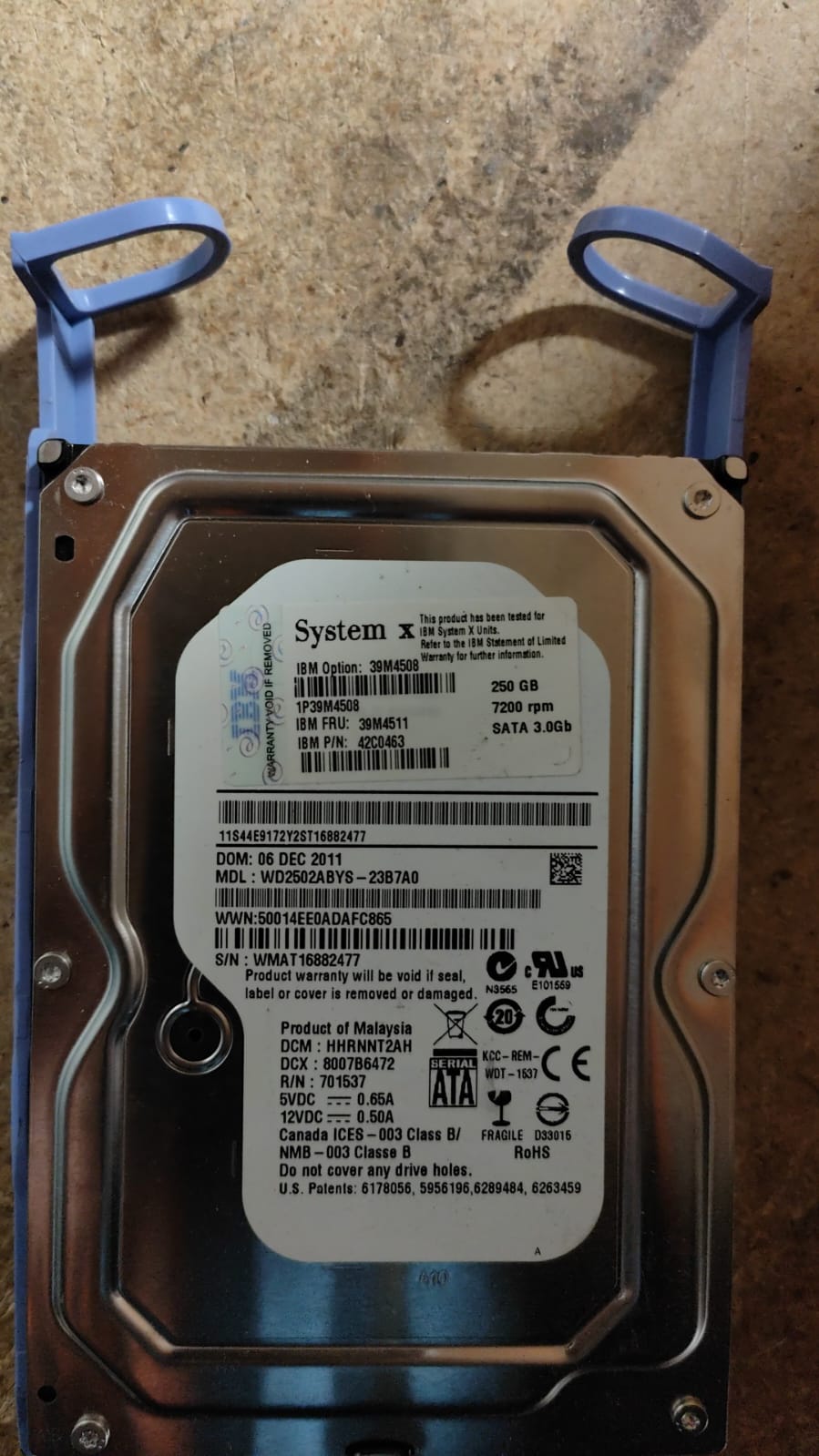 IBM 250GB 7.2K 3.5inch SATA Hard Drive in Tray 39M4508 42C0463 39M4511 2nd :39M4511: Alt () Other //