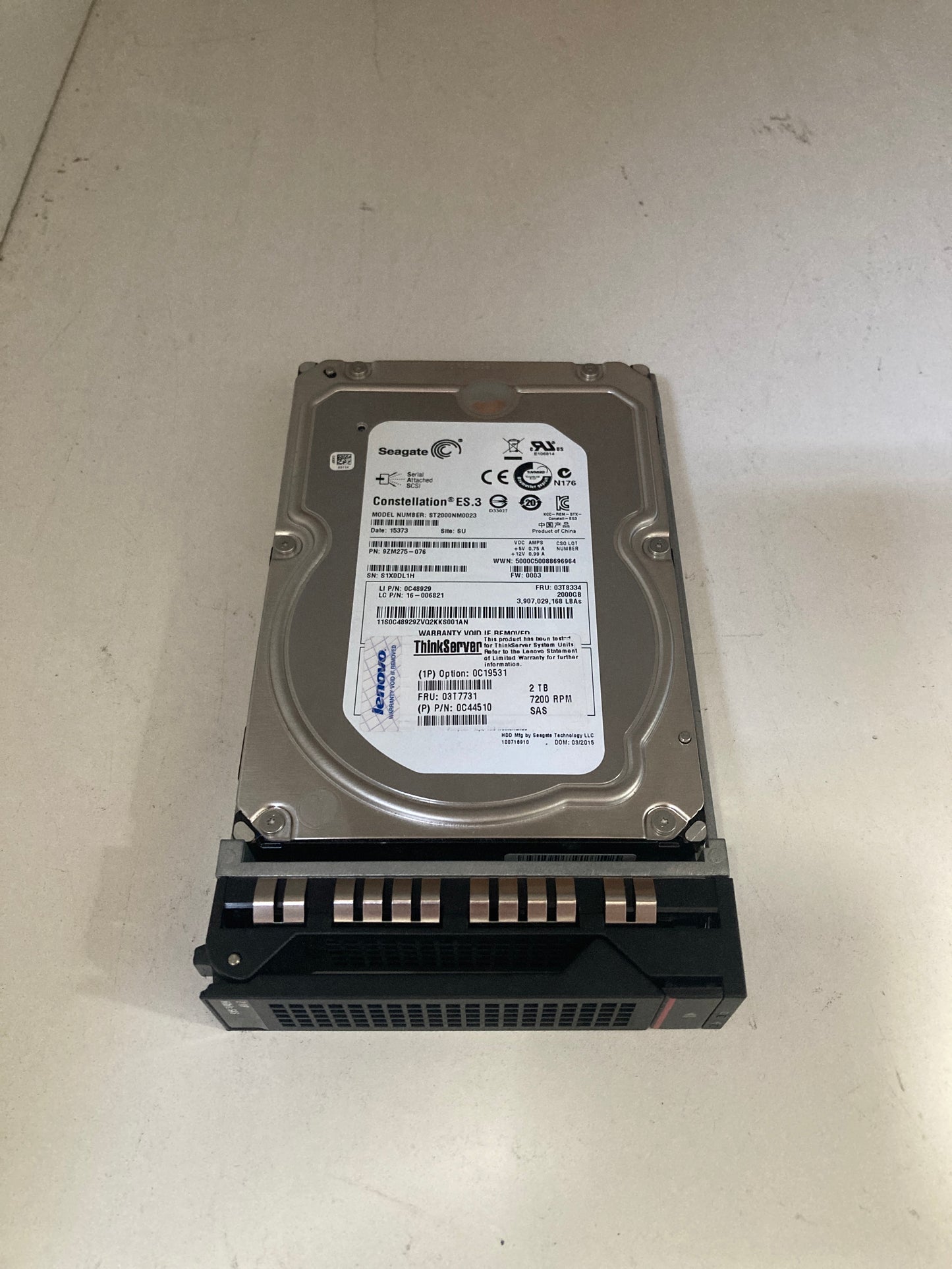 03T7731 Lenovo 2TB 7.2K SAS 3.5" 6GBPs T-SERVER HDD