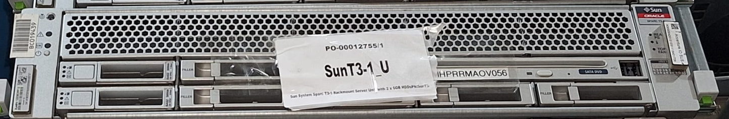 Sun System Sparc T3-1 Rackmount Server Unit with 2 x 6GB HDDsPN:SunT3-1 2nd :SunT3-1: Alt () Other //